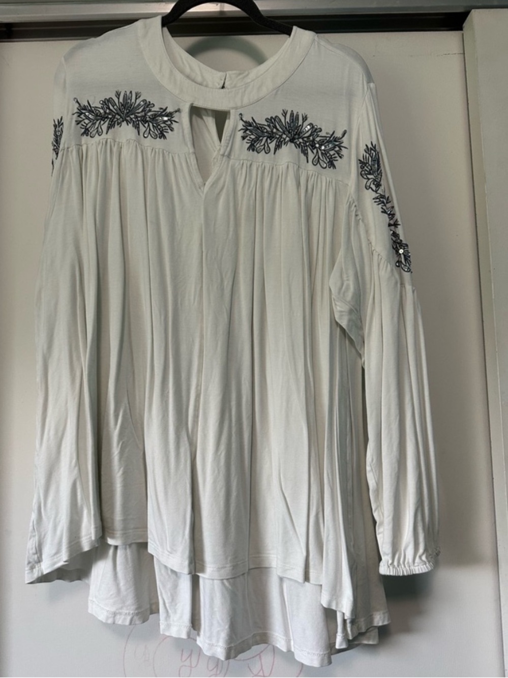 Women's White Embroidered Peasant Top